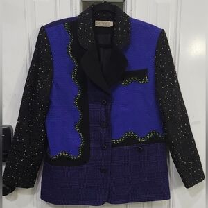 Canvasbacks 80s 90s Dark Colorful Abstract Blazer Women's Size Medium